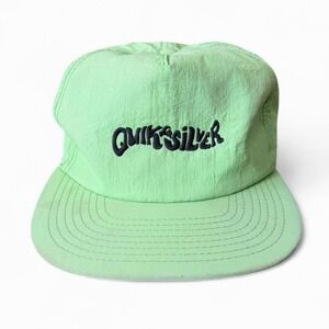 Vintage Y2K 90s Quiksilver Surf Skate Wear Lime Green Snapback Beach Hat Cap